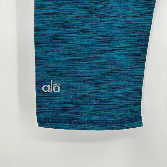 ALO Yoga Teal Green Space Dye Cropped Workout Atheletic Leggings Size Small - Picture 3 of 4